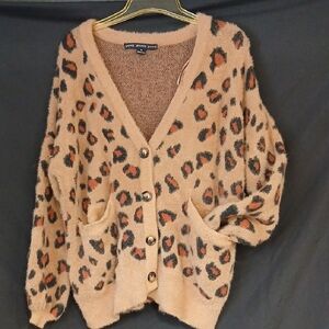 Leopard Print Button-Up Women Sweater